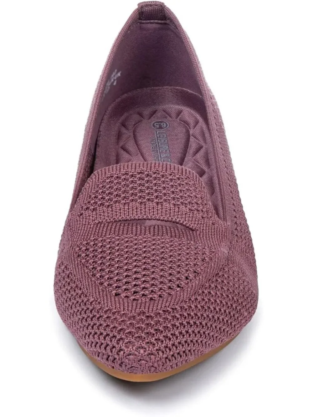 Women's Blush Pink Pointed Toe Penny Ballet Knit Mesh Slip On Flat Loafer Shoes